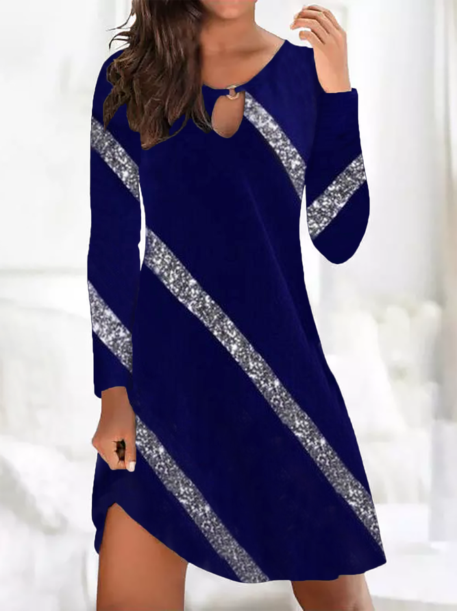 Casual Sequins Long Sleeve Dr...
