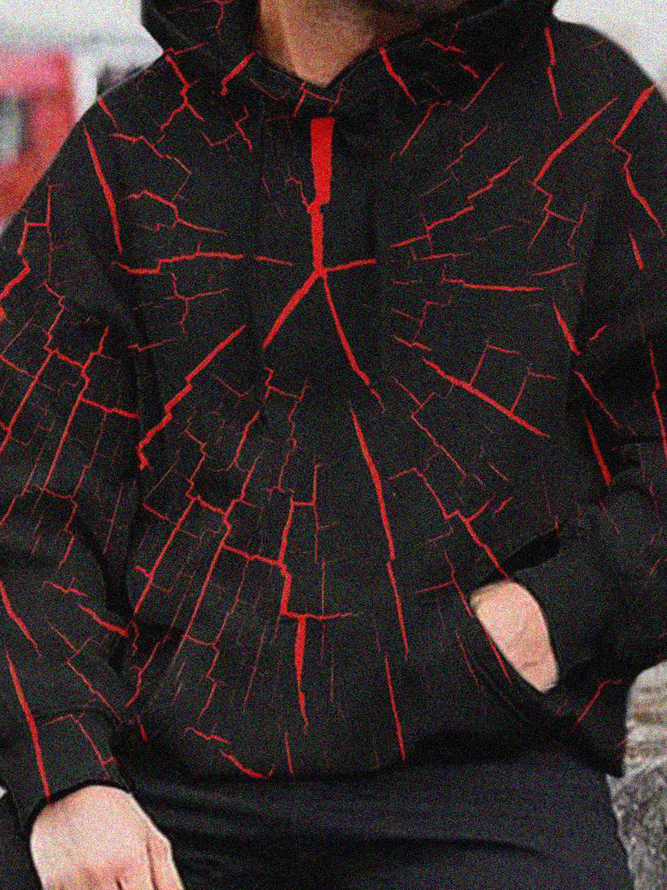 Men's Line Pattern Casual Hooded Sweater