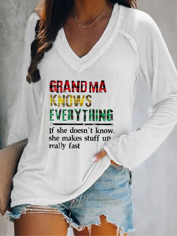 Letter Long Sleeve Casual Plus Size T-shirt