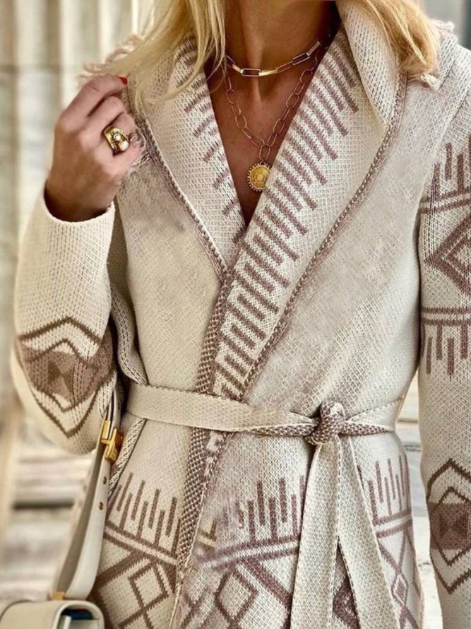 Casual Long Sleeve Tribal V Neck Sweater coat