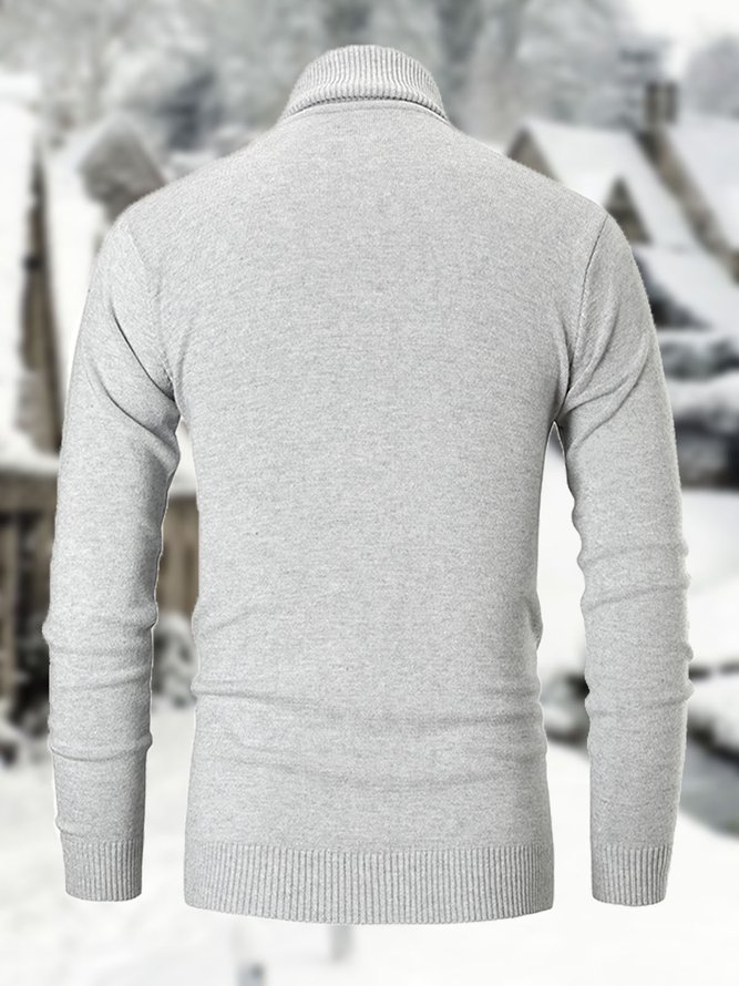 Men's High Neck Slim Feather Graphic Long Sleeve Sweater
