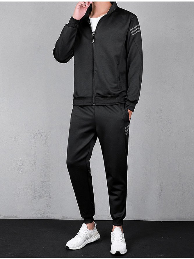 Men's Black Casual Sports Suit