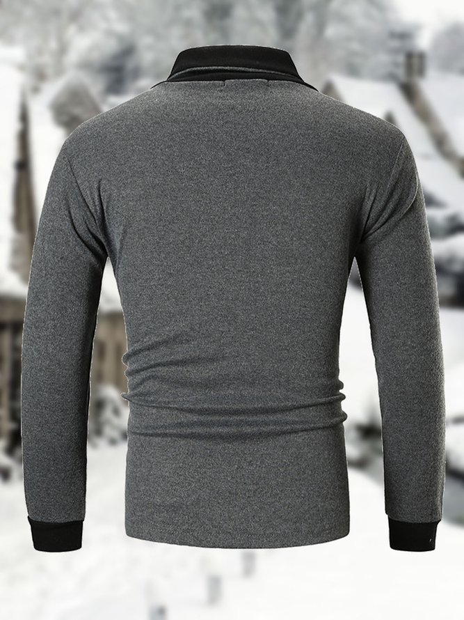Men's Contrasting V-neck Long Sleeve Sweater