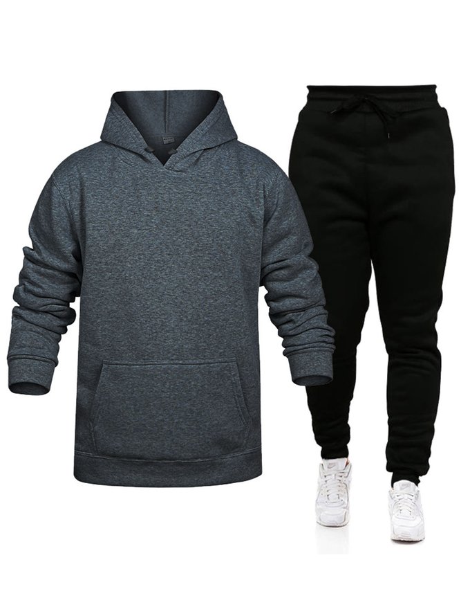 Men's Casual Hooded Sweater Two-piece Suit