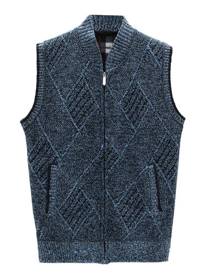 Men's Plain And Velvet Warm Sweater Vest
