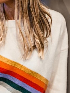 Cotton Blends Striped Casual Sweatshirt