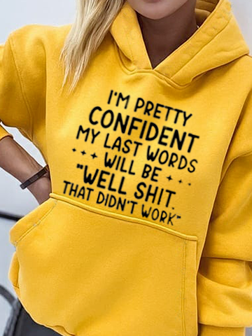 Women's Hoodie Sweatshirt Plain Letter Front Pocket Casual Daily Active Streetwear Hoodies Sweatshirt 2022