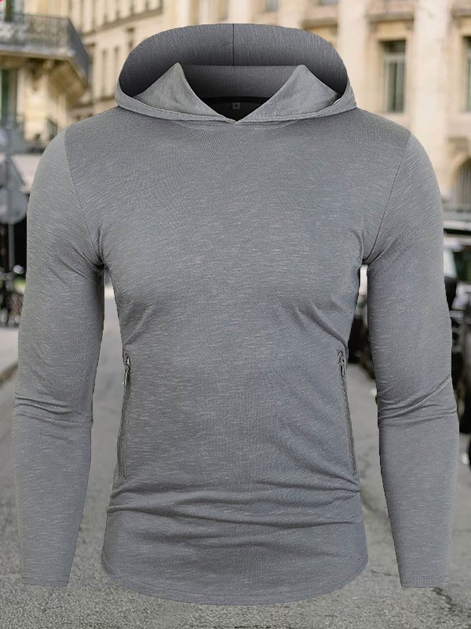 Hooded Long Sleeve Cotton T-shirt