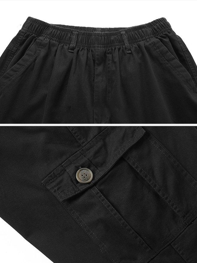 Men's Outdoor Moisture Absorbent Breathable Elastic Waist Multi-pocket Cargo Casual Pants