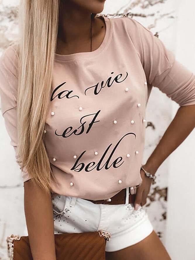 Long Sleeve Casual Letter Shirts & Tops