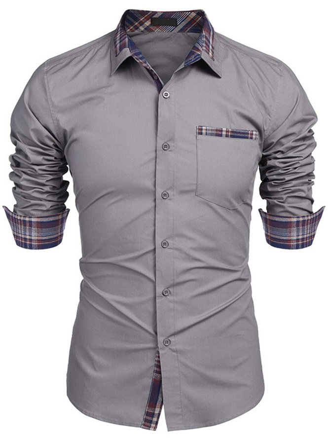 Men's Patchwork Plaid Casual Shirt