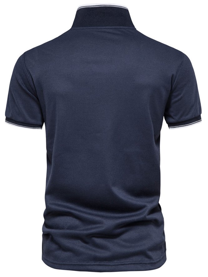 Plain V-Neck Casual Short Sleeve POLO Shirt Men