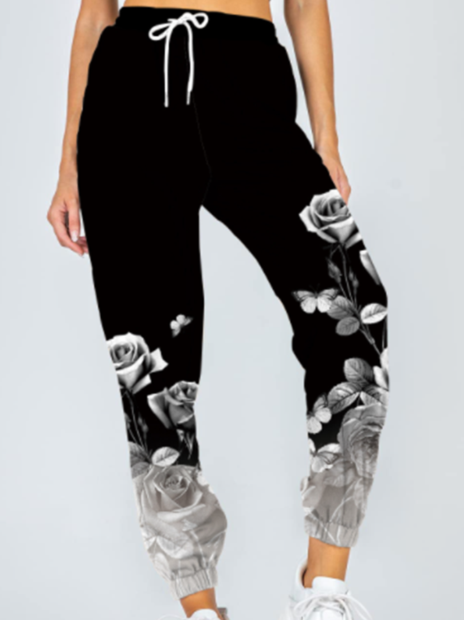 Casual Fashion Printed Lace-Up Track Pants