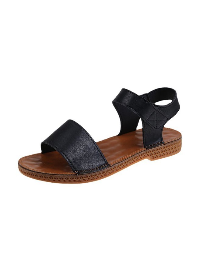 Simple PU Leather Velcro Portable Sandals