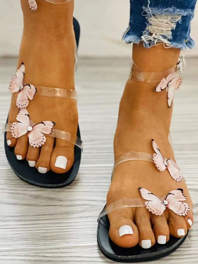 Butterfly Sheer Ankle Strap Wedding Sandals