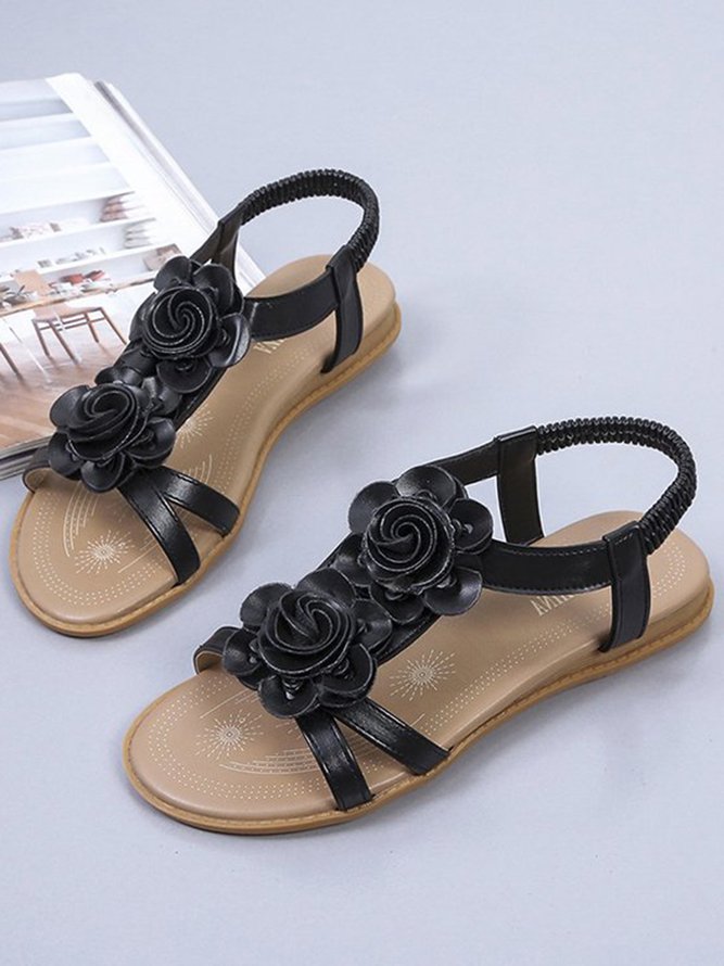 3D Floral Vacation Flat Sandals