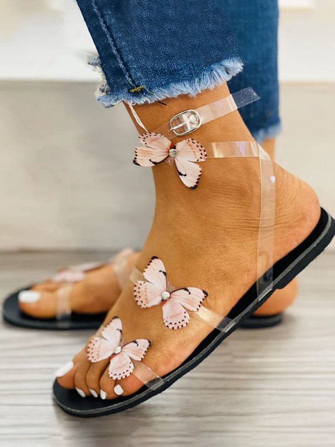 Butterfly Sheer Ankle Strap Wedding Sandals