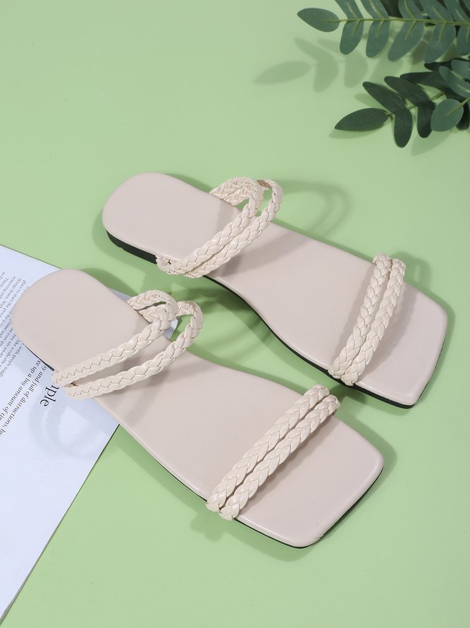 Boho Braided Strap Flat Sandals