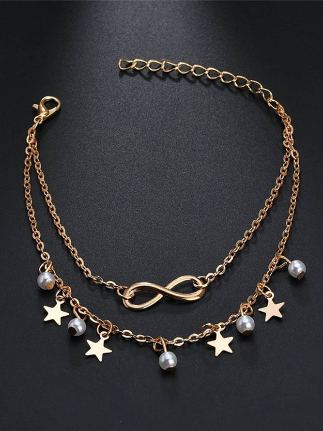 Beach Vacation Pearl Star Anklet