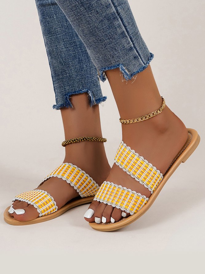 Ladies Ethnic Style Woven Beach Lightweight Sandals Slippers