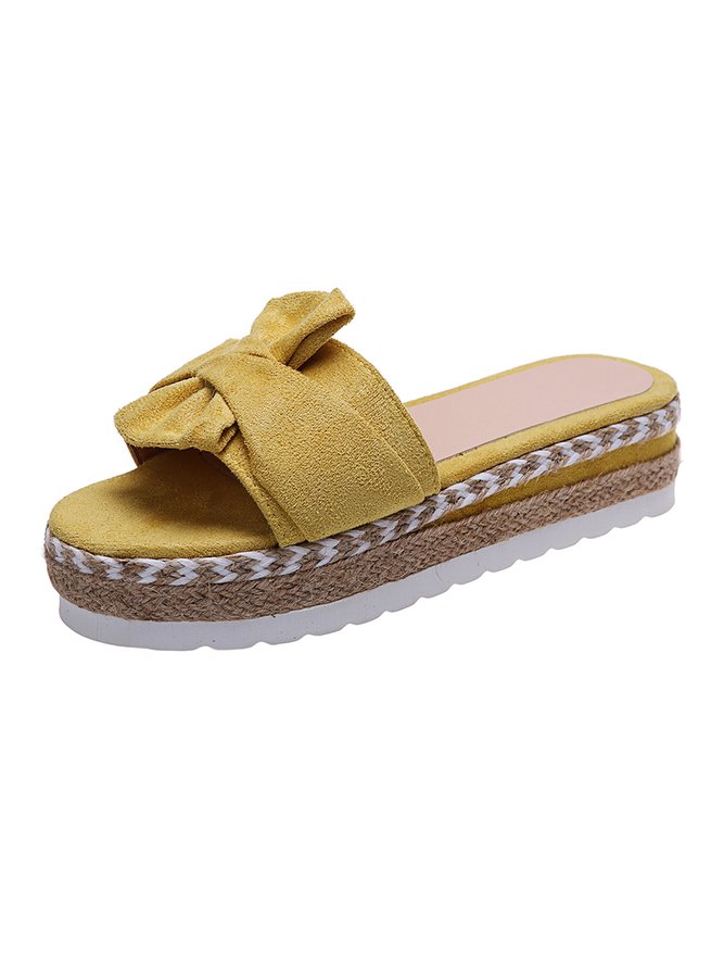 Bow Straw Sole Bohemian Slippers