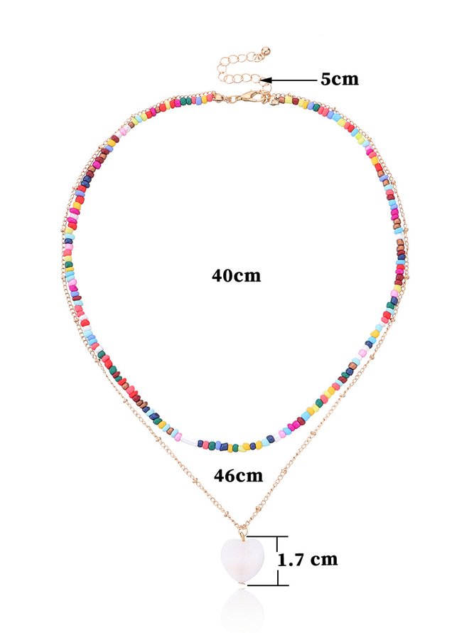Colorful Beaded Heart Shell Necklace