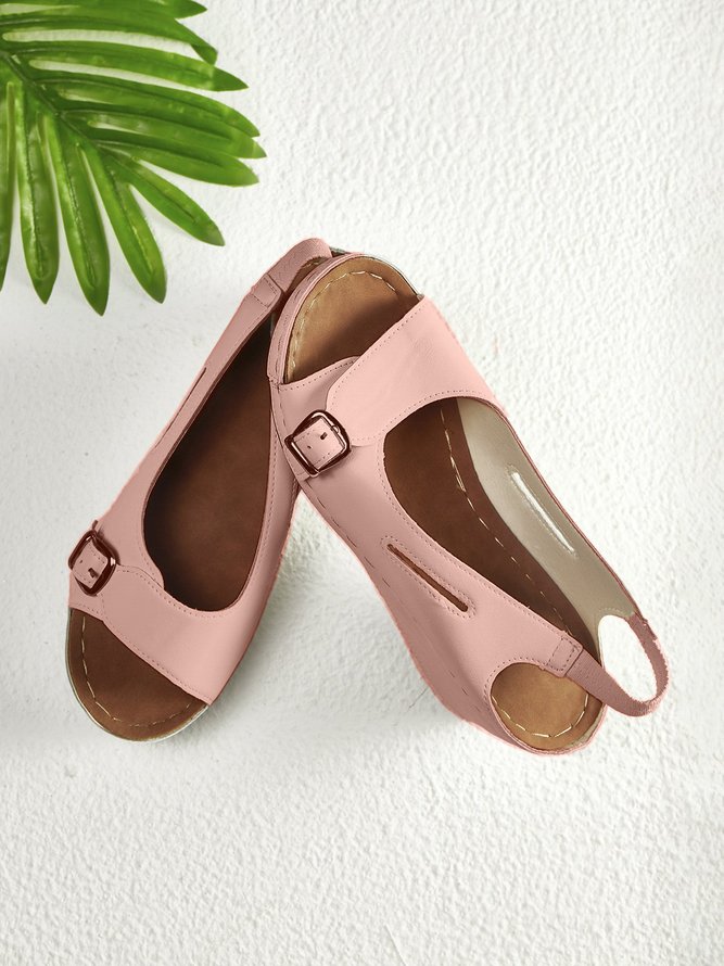 Summer Pink Pu Daily Vintage Sandals
