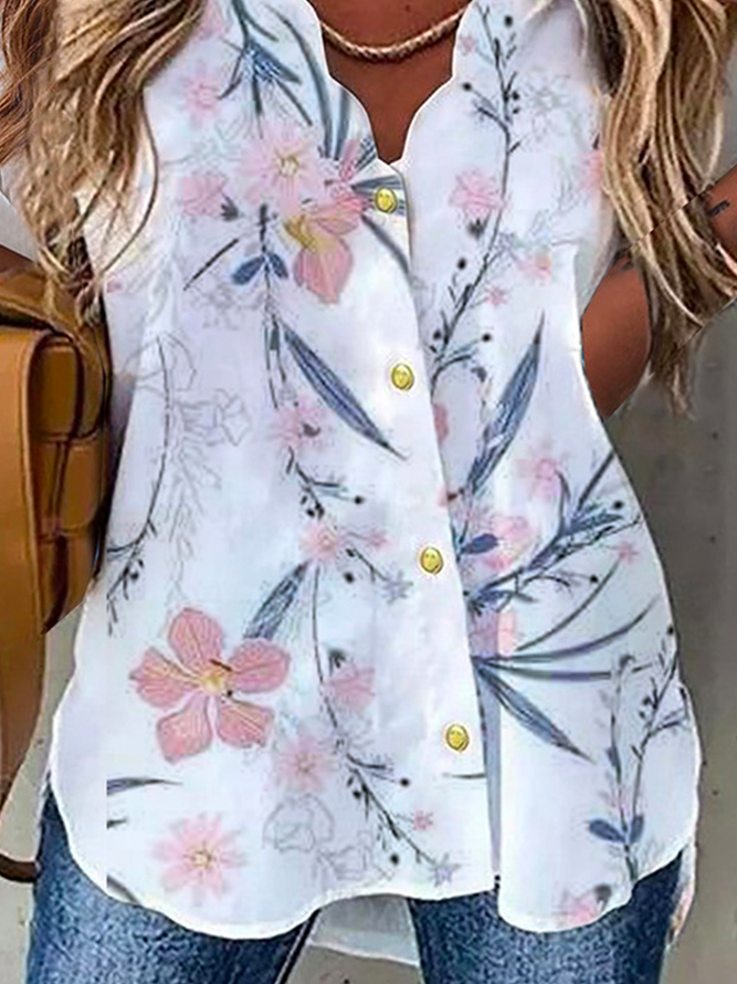 Casual Floral Short Sleeve Blouse