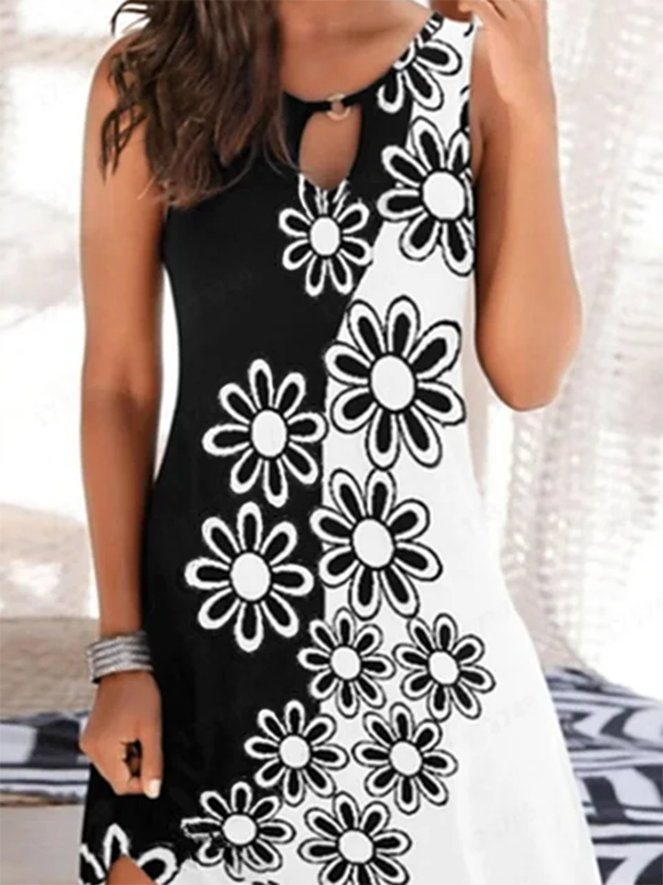 Floral Casual Sleeveless Knit Dress