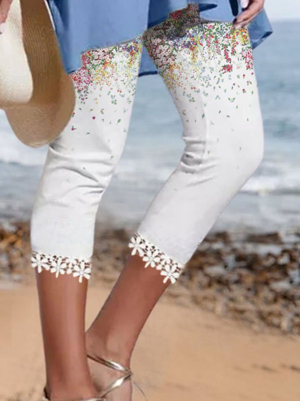 Floral Casual Plain Shorts