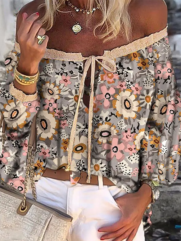 Floral Off the shoulder Casual Tops