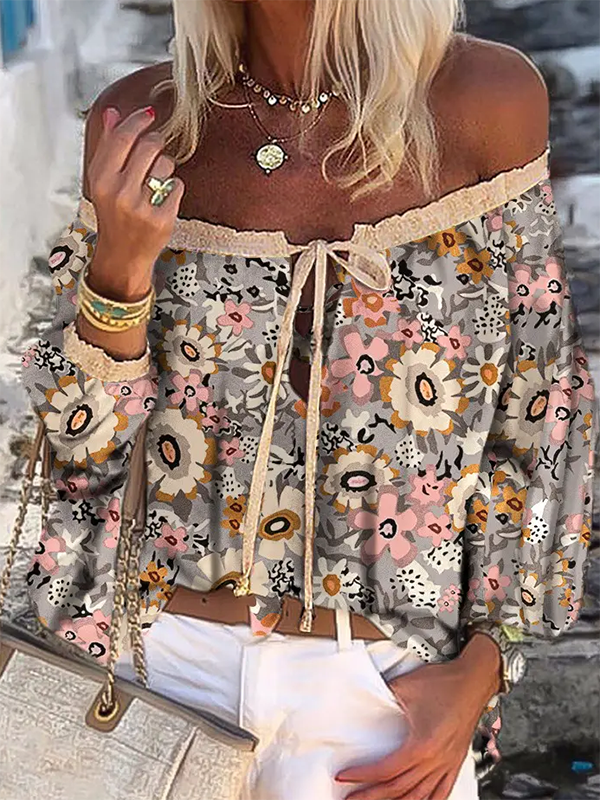 Floral Off the shoulder Casual Tops