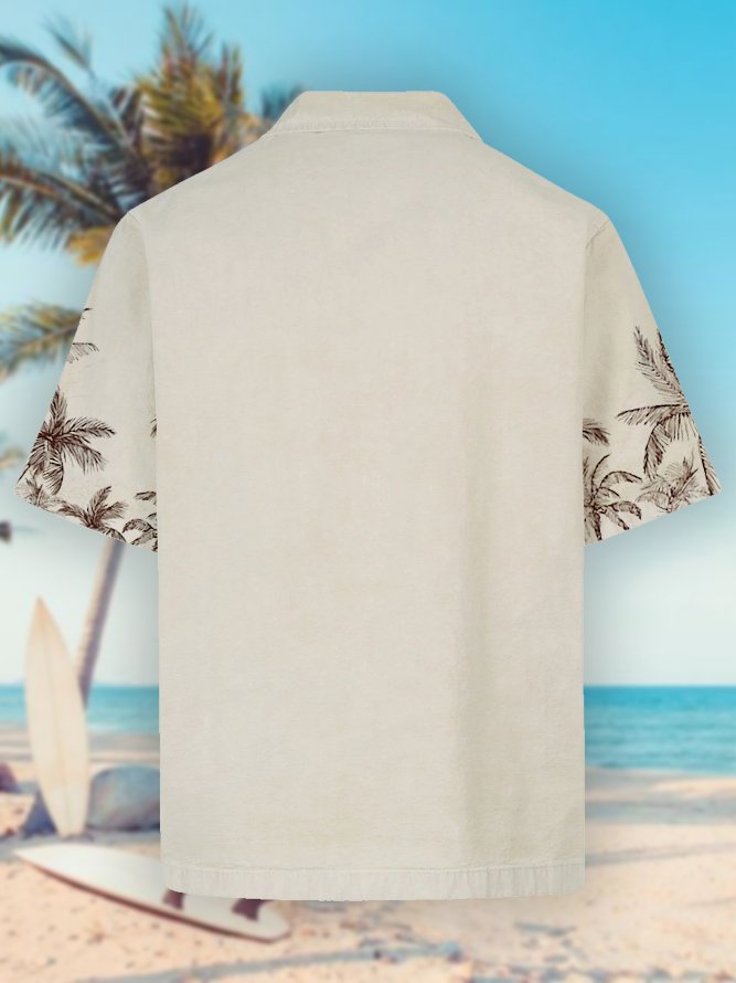 Coconut Tree Short Sleeve Shirt Collar Short Sleeve Shirt
