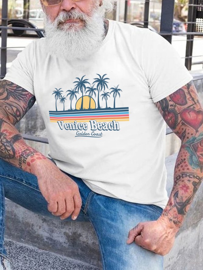 Men's Hawaiian Graphic Coconut Print Short Sleeve Tee