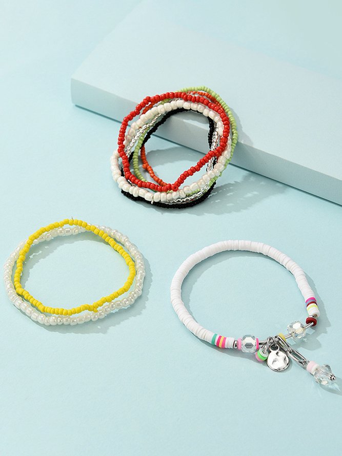 Boho Resort Color Multilayer Bracelet Set
