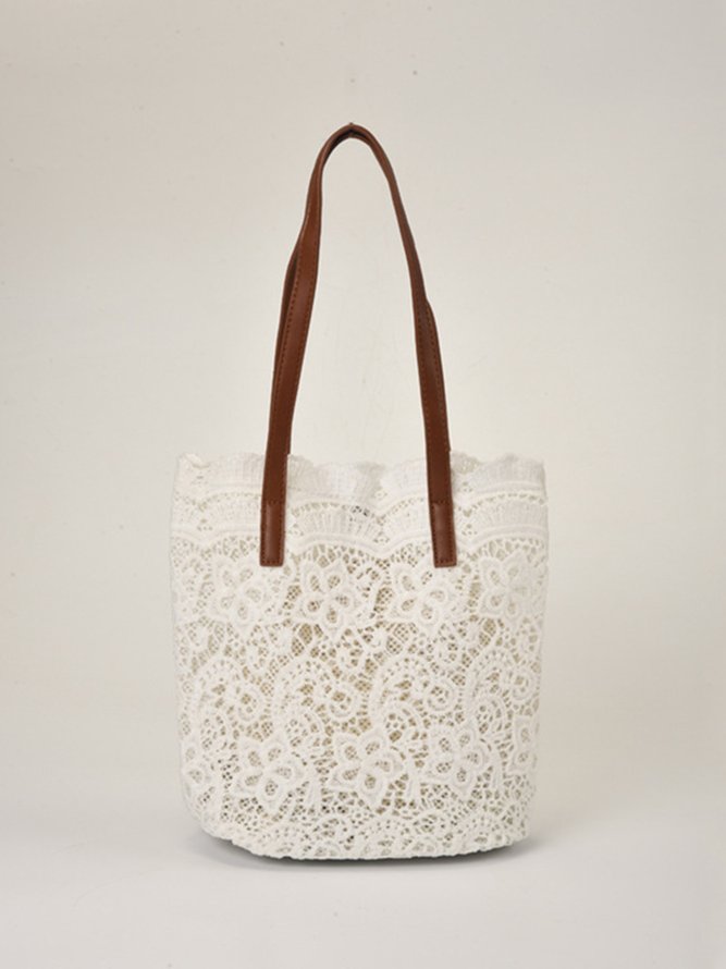 Lace Embroidered Floral Cutout Tote Bag Shoulder Bag Handbag