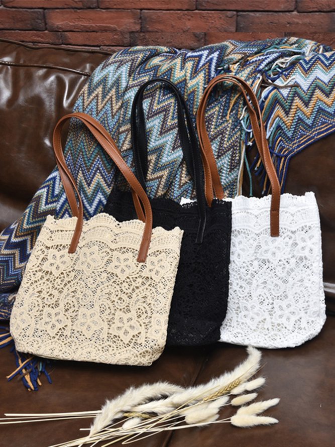 Lace Embroidered Floral Cutout Tote Bag Shoulder Bag Handbag