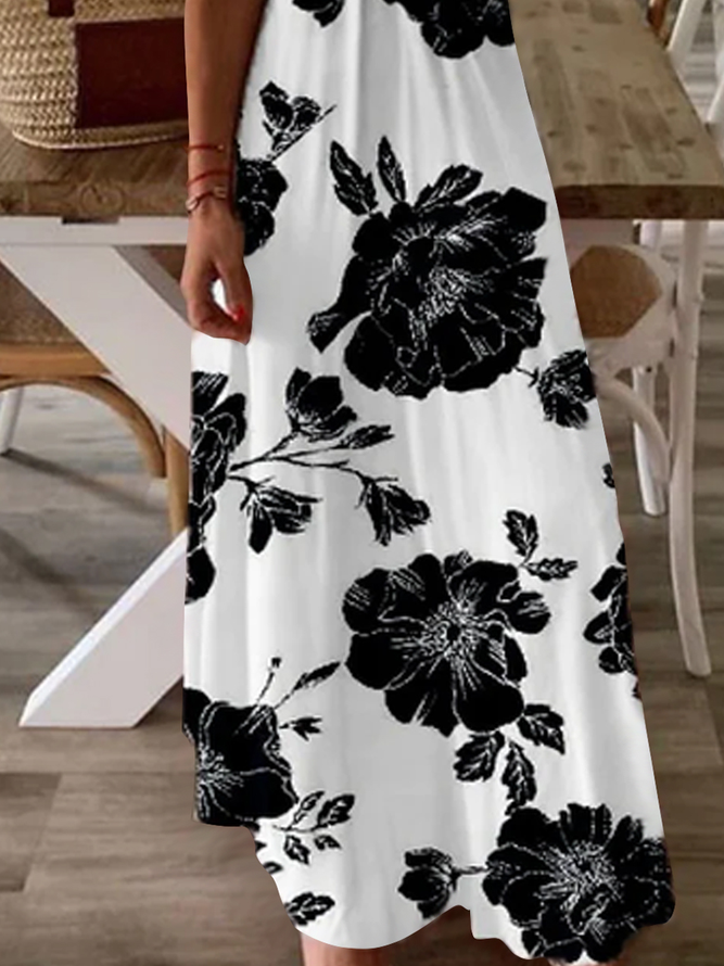 Loosen Casual Floral Short Sleeve Knit Dress