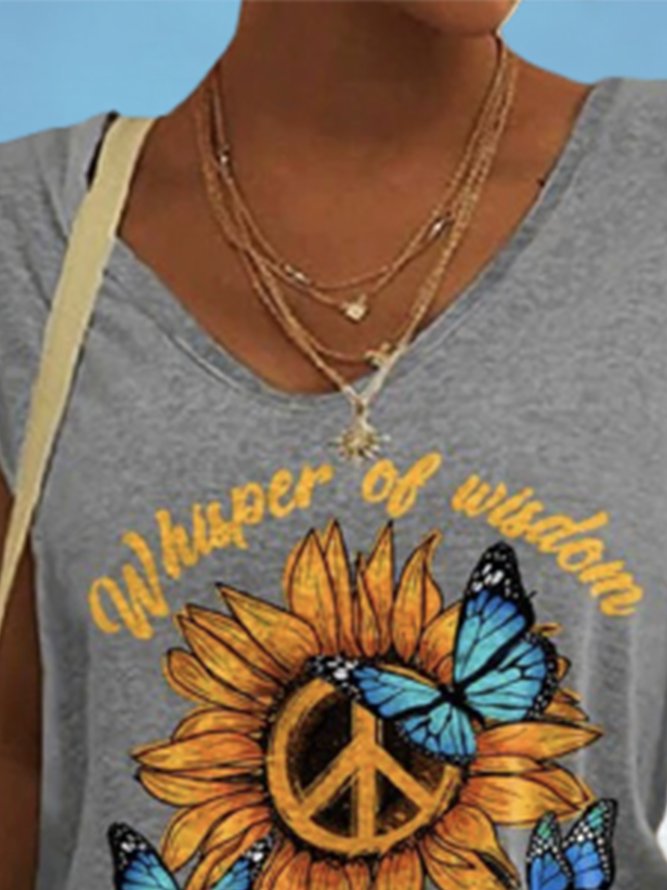 Sunflower V Neck Plus Size Casual