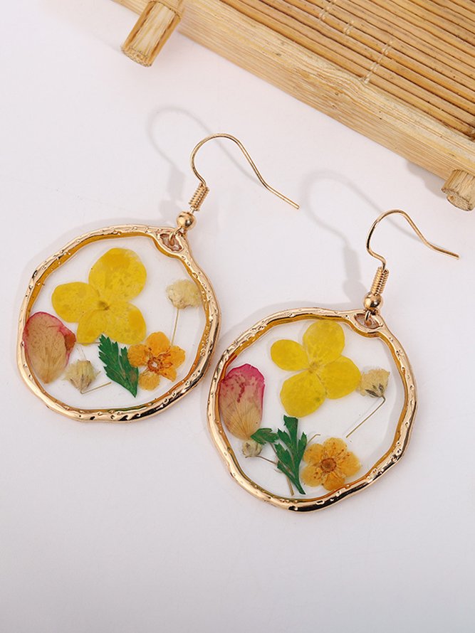 Vintage Air Dried Flower Petal Transparent Earrings