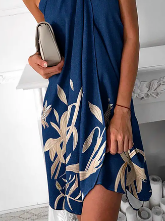 Plus size Casual Sleeveless Leaves Dresses