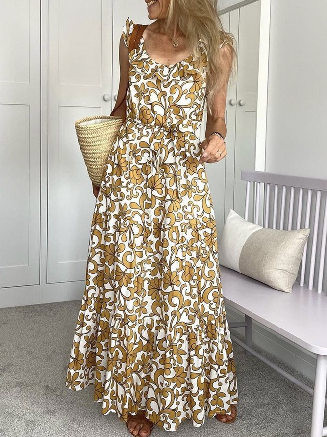 Floral Sleeveless Plus Size Casual Dresses