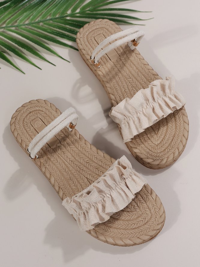 Crinkled Woven Sole Soft Sandals