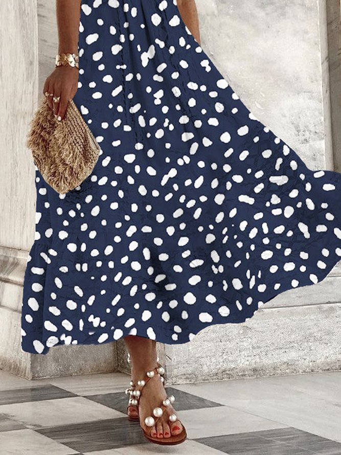 Women's Vacation Daily Polka Dots Sleeveless Plus Size Casual Maxi Dresses 2022