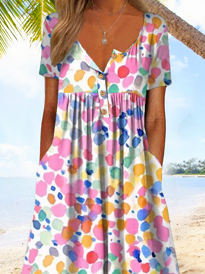 Plus size Casual Printed Short Sleeve Summer Dresses