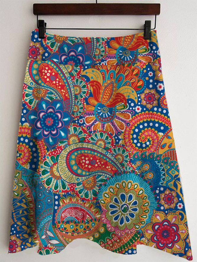 printed plus size casual skirt