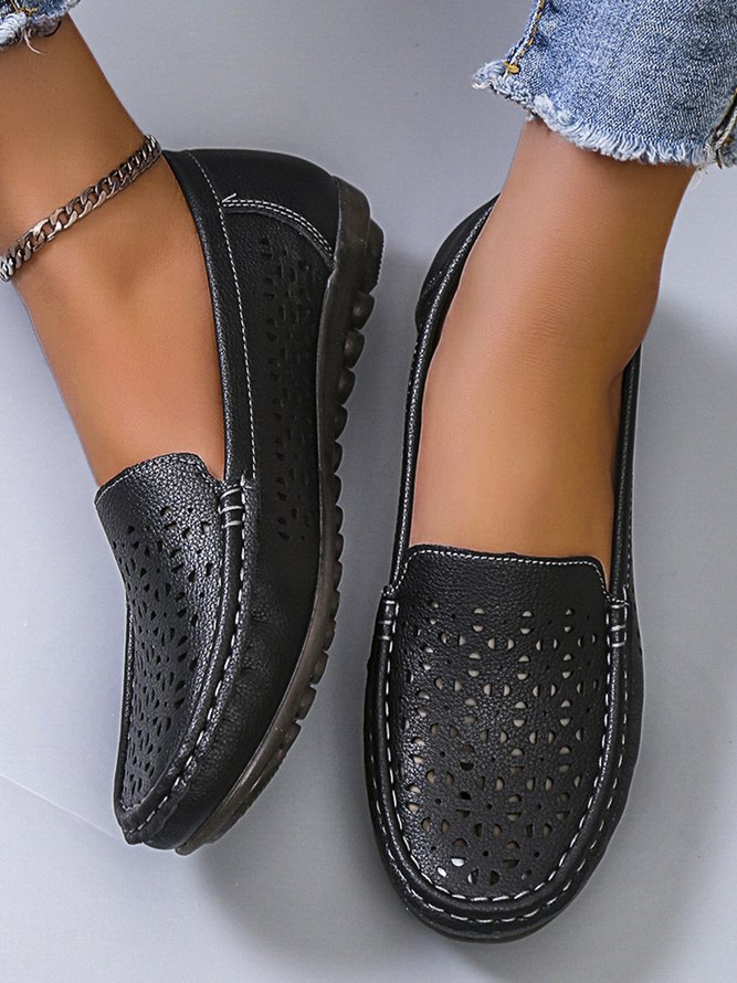 Casual Cutout Soft Sole Leather Loafers