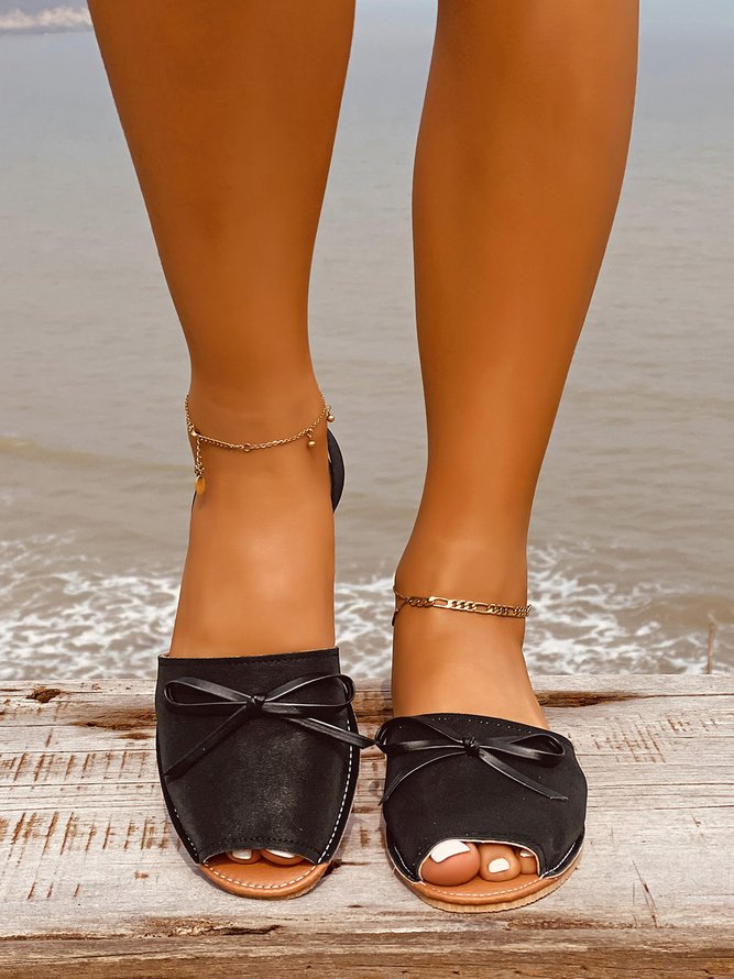 Bow Simple Fish Mouth Sandals