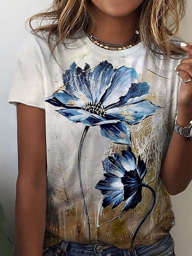 Floral Casual Loosen T-Shirt