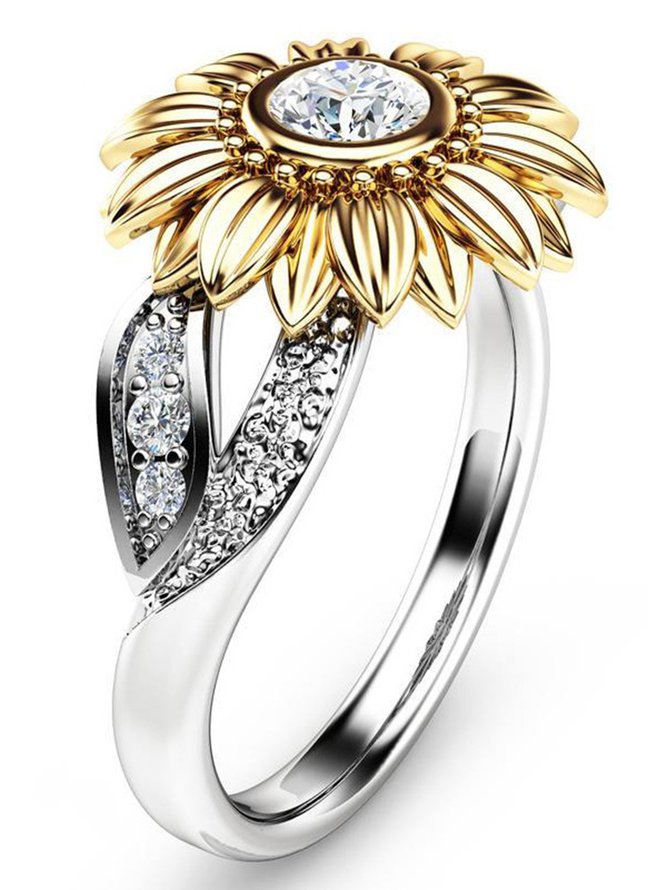Vintage Sunflower Floral Diamond Ring